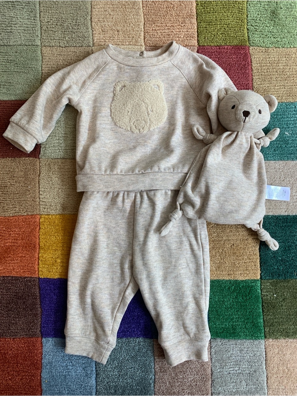 3-6M Bear Set with Lovey Gender Neutral Beige Tan